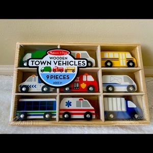 Brand New Melissa & Doug wooden town vehicles for ages 3+